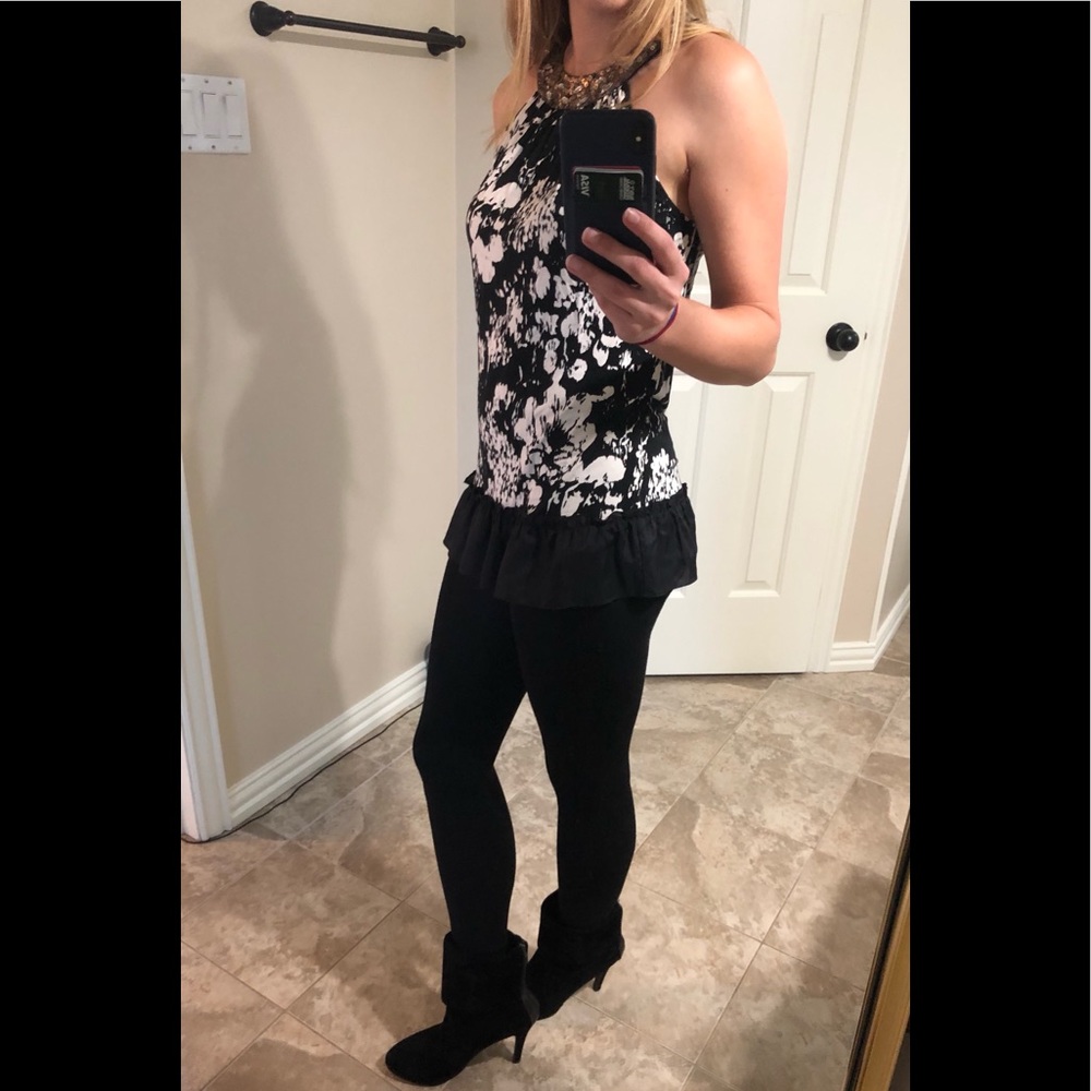 Velvet Brand Sequin Collar Black & White Shirt